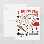 I Survived 67 Days of School Baseball Sport 100   Briefkaart (Voorkant / Achterkant)