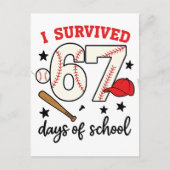 I Survived 67 Days of School Baseball Sport 100 Briefkaart (Voorkant)