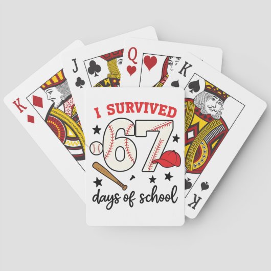 I Survived 67 Days of School Baseball Sport 100   Pokerkaarten (Achterkant)