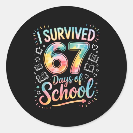 I Survived 67 Days Of School Celebration Ronde Sticker (Voorkant)