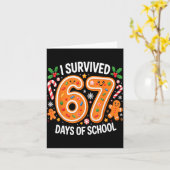 I Survived 67 Days Of School Christmas Candy Cane  Kaart (Gele Bloem)