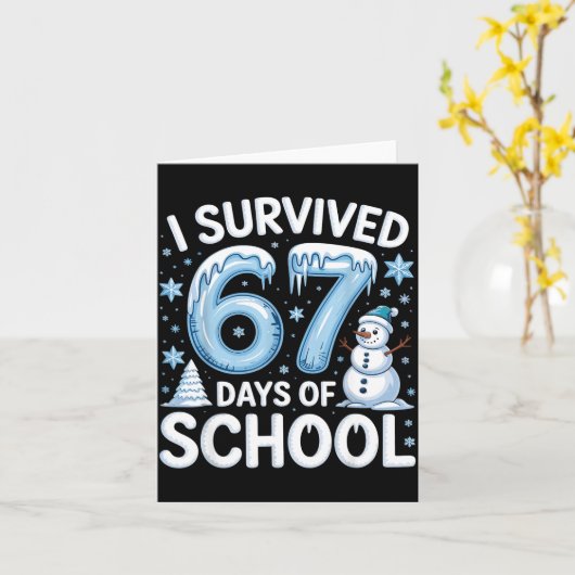 I Survived 67 Days Of School Christmas Candy Cane  Kaart (Gele Bloem)