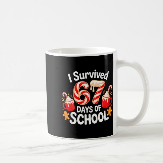 I Survived 67 Days Of School Christmas Candy Cane  Koffiemok (Rechts)