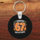 I Survived 67 Days Of School Christmas Candy Cane  Sleutelhanger (Voorkant)