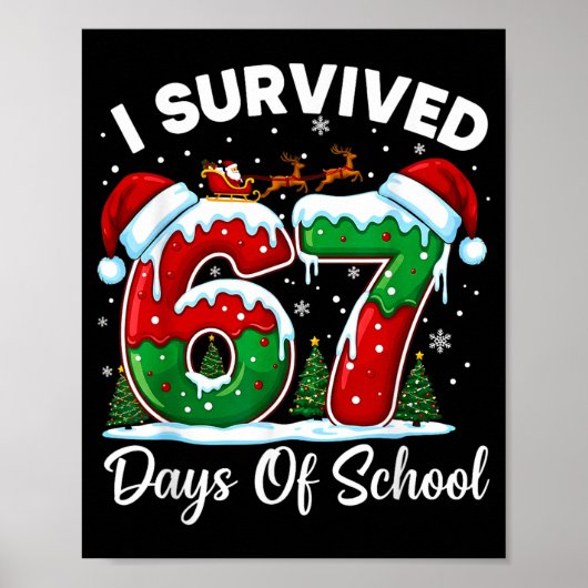 I Survived 67 Days Of School Christmas Countdown K Poster (Voorkant)