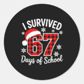 I Survived 67 Days Of School Christmas  Ronde Sticker (Voorkant)