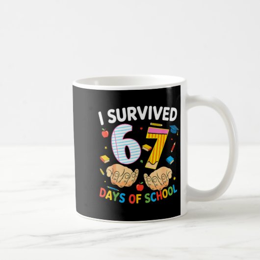 I Survived 67 Days Of School Cool Teacher Design Koffiemok (Rechts)
