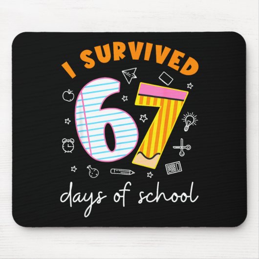 I Survived 67 Days Of School Cool Teacher Design Muismat (Voorkant)