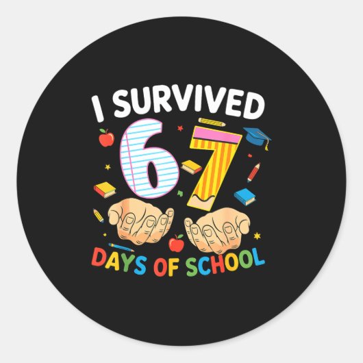 I Survived 67 Days Of School Cool Teacher Design  Ronde Sticker (Voorkant)
