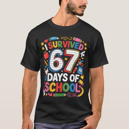 I Survived 67 Days Of School Cute Kid Six Seven Ce T-shirt (Voorkant)