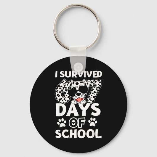 I Survived 67 Days Of School Dabbing Dalmatian Dog Sleutelhanger (Voorkant)