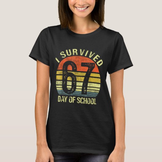 I Survived 67 Days Of School Dabbing Six Seven Mem T-shirt (Voorkant)