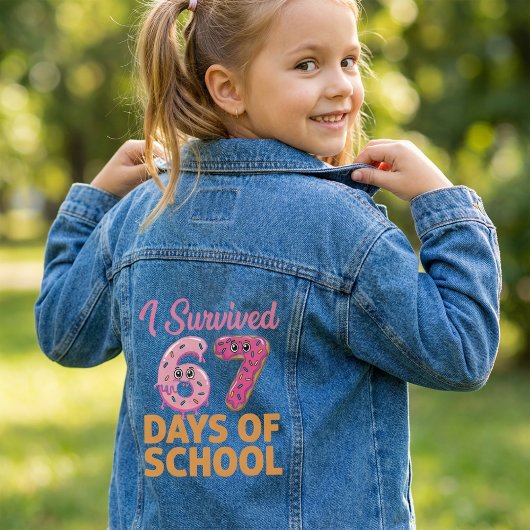 I Survived 67 Days of School Donut Funny Kids Denim Jacket