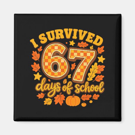 I Survived 67 Days Of School Fall Leaves Cute Autu Magneet (Voorkant)