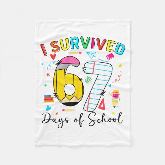 I Survived 67 Days Of School Fun Meme Six Seven 6- Fleece Deken (Voorkant)