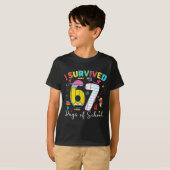 I Survived 67 Days Of School Fun Meme Six Seven 6- T-shirt (Voorkant volledig)
