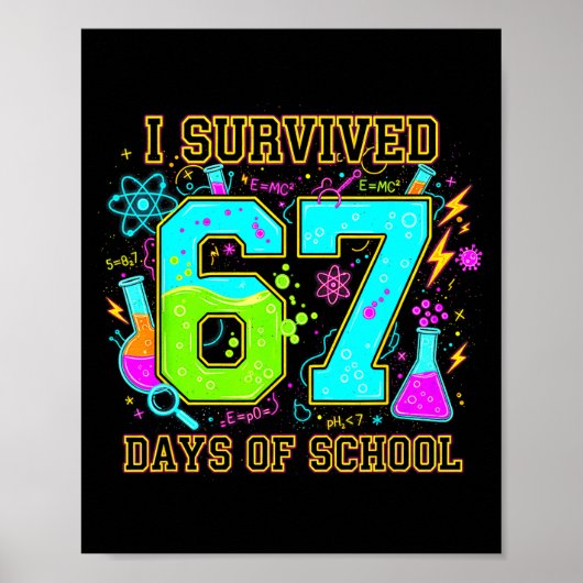 I Survived 67 Days Of School Funny 67 Meme Retro S Poster (Voorkant)