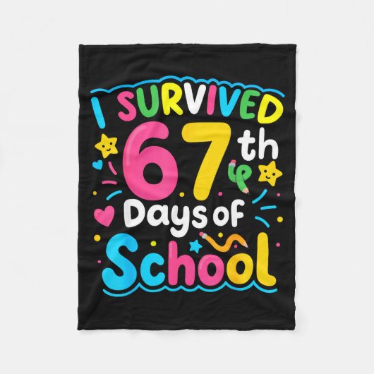 I Survived 67 Days Of School Funny 67 Meme Student Fleece Deken (Voorkant)