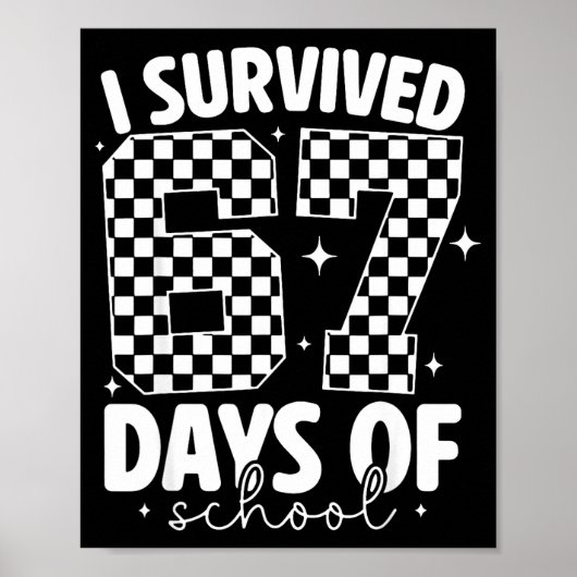 I Survived 67 Days Of School Funny 67 Meme Teacher Poster (Voorkant)