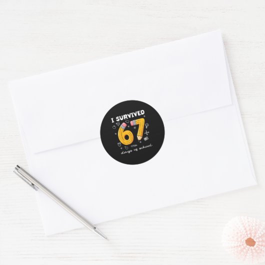 I Survived 67 Days Of School Funny 67 Meme Teacher Ronde Sticker (Envelop)