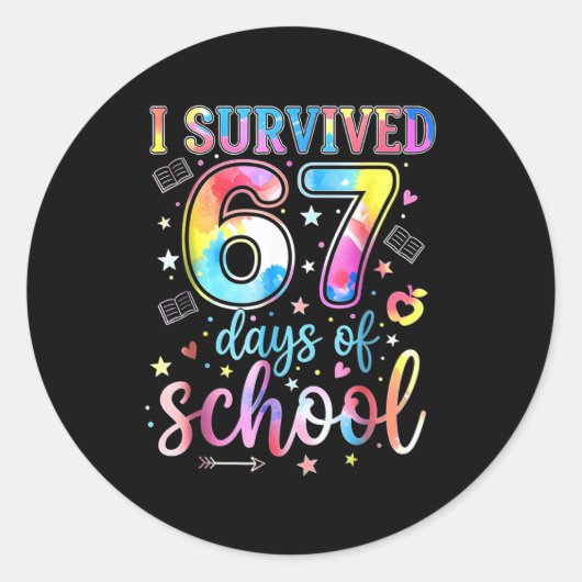 I Survived 67 Days Of School Funny 67 Meme Teacher Ronde Sticker (Voorkant)