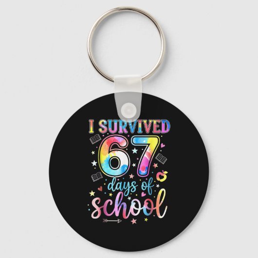 I Survived 67 Days Of School Funny 67 Meme Teacher Sleutelhanger (Voorkant)