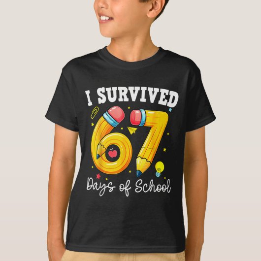 I Survived 67 Days Of School Funny 67 Meme Teacher T-shirt (Voorkant)