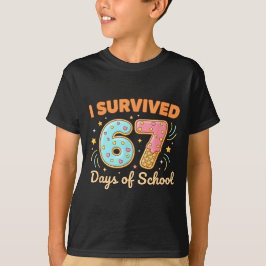 I Survived 67 Days Of School Funny 67 Teachers Stu T-shirt (Voorkant)