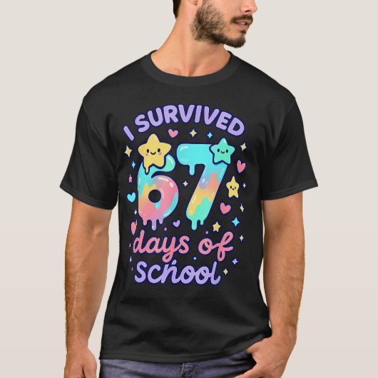 I Survived 67 Days Of School Funny 67 Teachers Stu T-shirt (Voorkant)