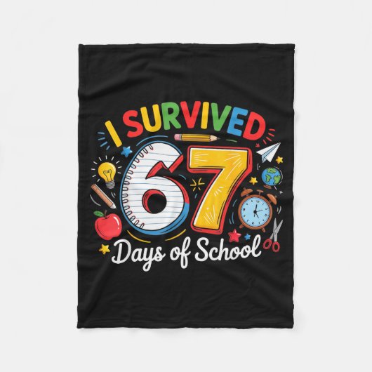 I Survived 67 Days Of School Funny 6 7 Meme Teache Fleece Deken (Voorkant)