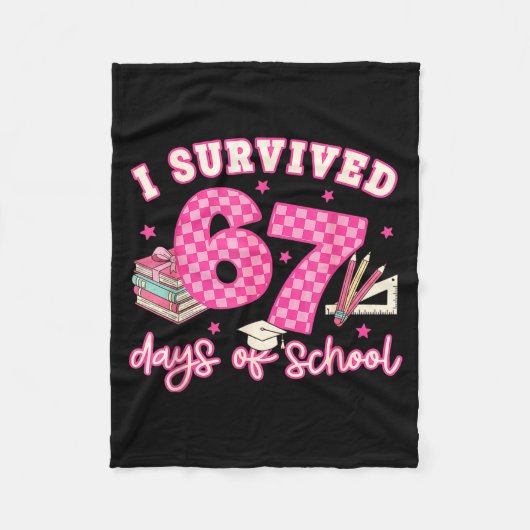 I Survived 67 Days Of School Funny 6 7 Meme Teache Fleece Deken (Voorkant)