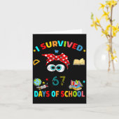 I Survived 67 Days Of School Funny Black Cat Six S Kaart (Gele Bloem)