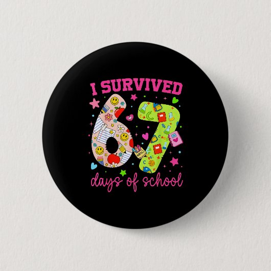 I Survived 67 Days Of School Funny Camouflage Boy Ronde Button 5,7 Cm (Voorkant)