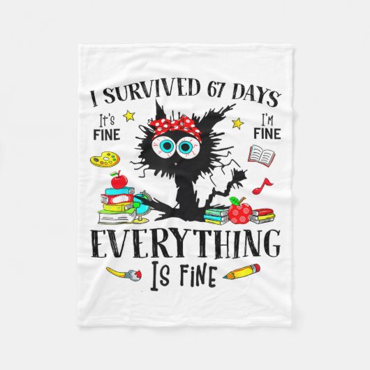 I Survived 67 Days Of School Funny Cat Six Seven M Fleece Deken (Voorkant)