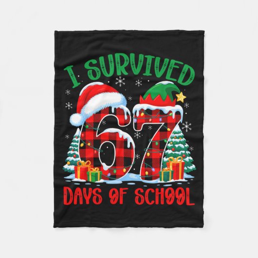 I Survived 67 Days Of School Funny Christmas Six S Fleece Deken (Voorkant)