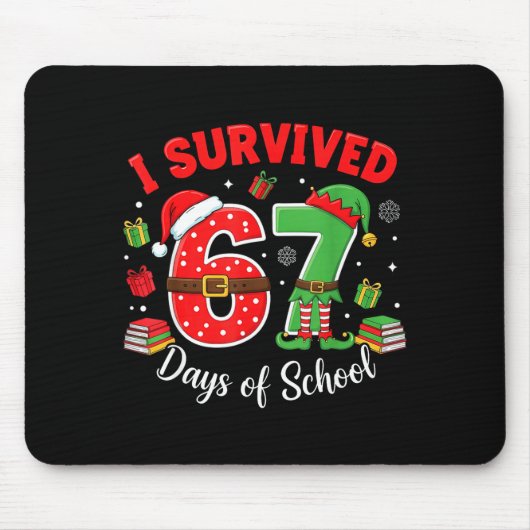 I Survived 67 Days Of School Funny Christmas Teach Muismat (Voorkant)