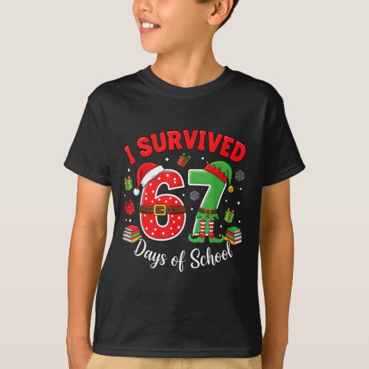 I Survived 67 Days Of School Funny Christmas Teach T-shirt (Voorkant)