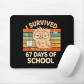 I Survived 67 Days Of School Funny Coffee Owl Scho Muismat (Met muis)