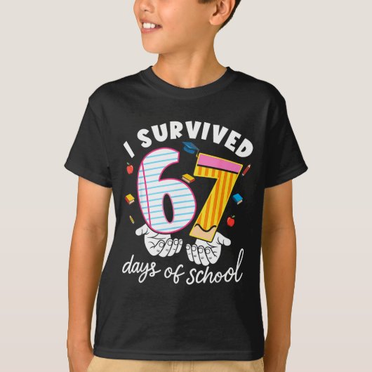 I Survived 67 Days Of School Funny Cool Meme Stude T-shirt (Voorkant)