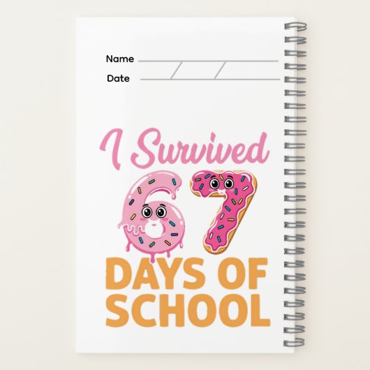 I Survived 67 Days of School Funny Donut  Notitieboek (Achterkant)