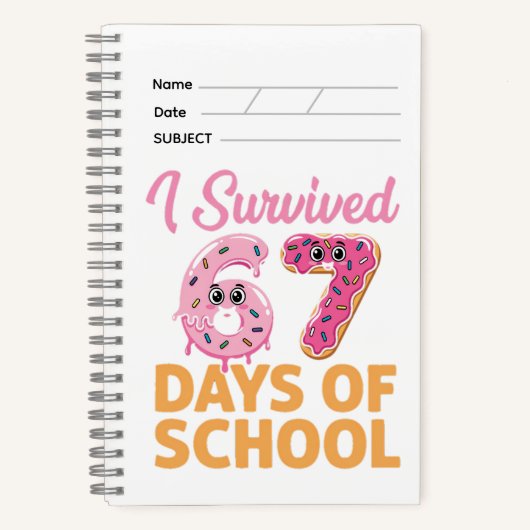 I Survived 67 Days of School Funny Donut Notitieboek (Voorkant)