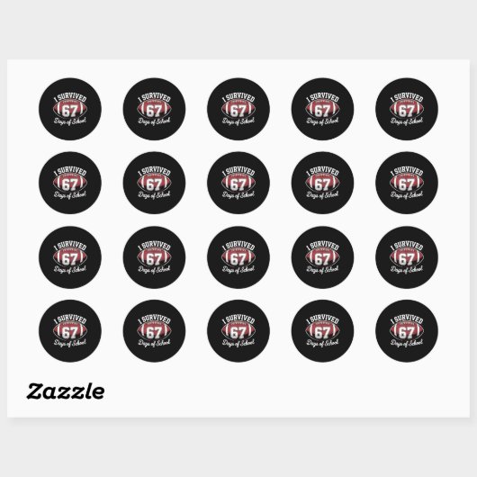 I Survived 67 Days Of School Funny Football  Ronde Sticker (Vel)