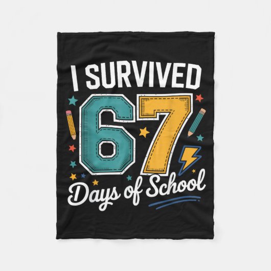I Survived 67 Days Of School Funny Gen Alpha Quote Fleece Deken (Voorkant)