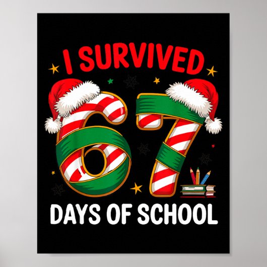 I Survived 67 Days Of School Funny Gen Christmas Poster (Voorkant)