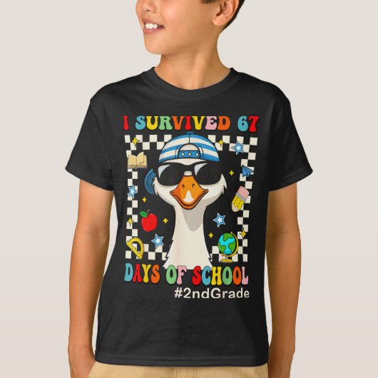 I Survived 67 Days Of School Funny Goose Boys 2nd T-shirt (Voorkant)