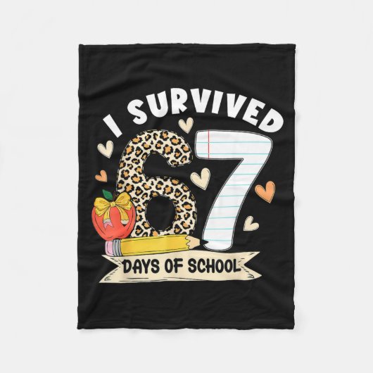I Survived 67 Days Of School Funny Leopard Student Fleece Deken (Voorkant)
