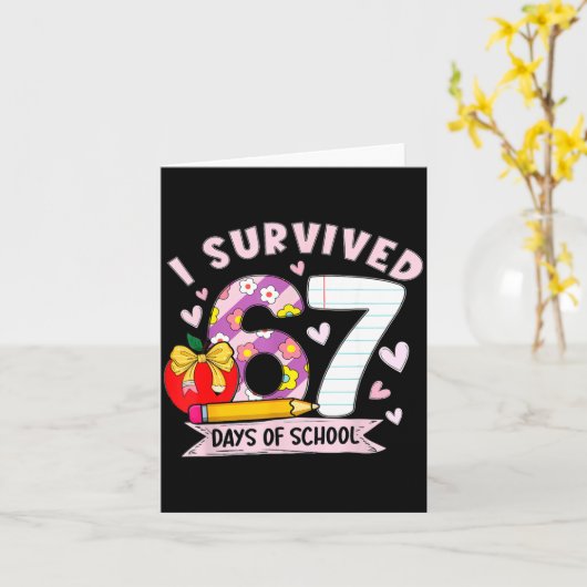 I Survived 67 Days Of School Funny Leopard Student Kaart (Gele Bloem)