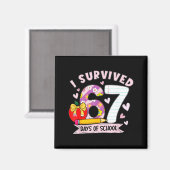 I Survived 67 Days Of School Funny Leopard Student Magneet (Voorkant / Achterkant)