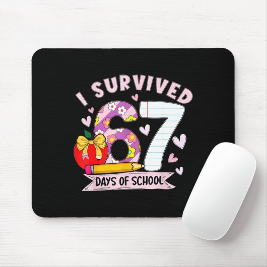 I Survived 67 Days Of School Funny Leopard Student Muismat (Met muis)