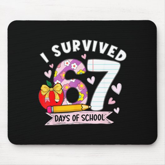 I Survived 67 Days Of School Funny Leopard Student Muismat (Voorkant)